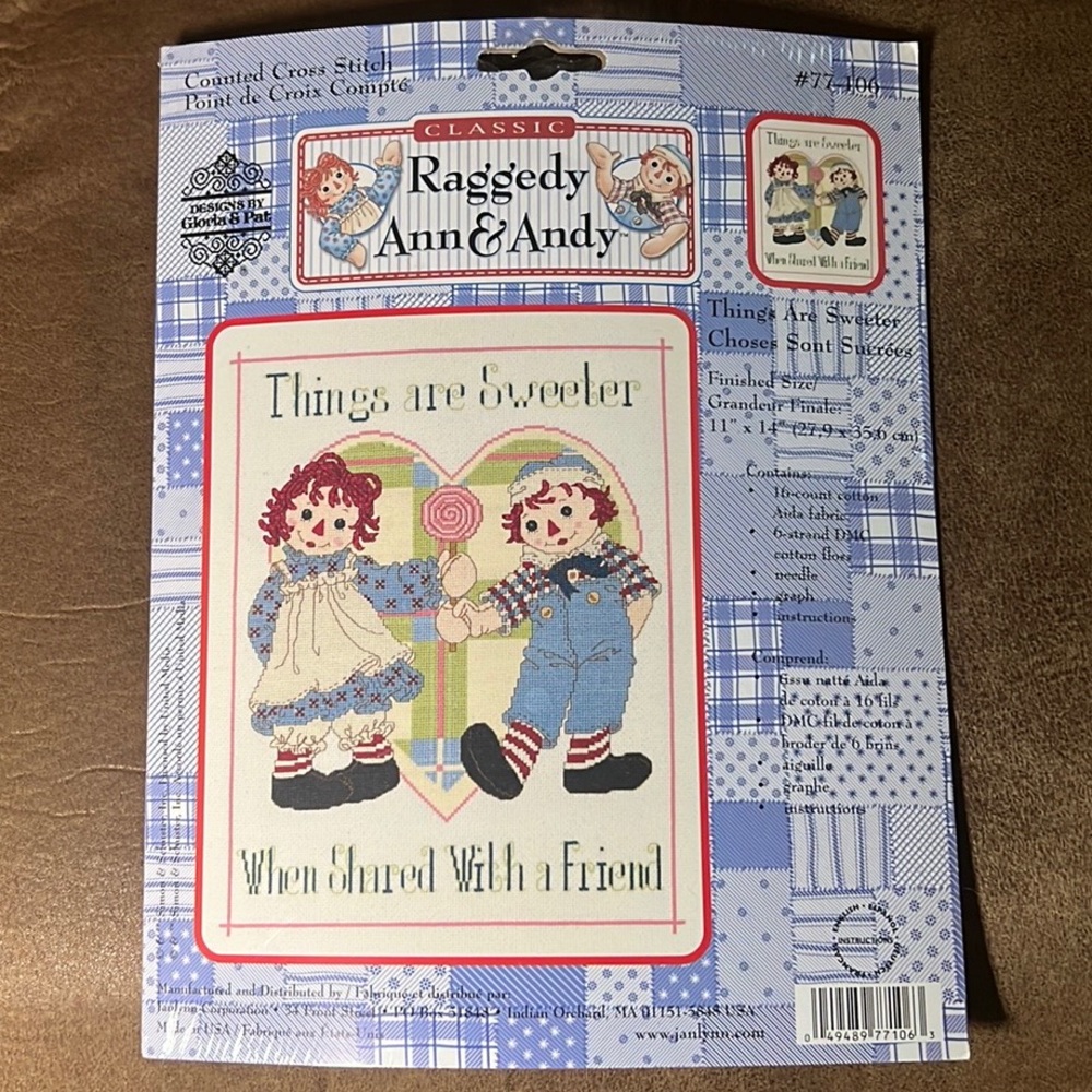 Raggedy Ann & Andy counted cross stitch kit 16 count 11x14